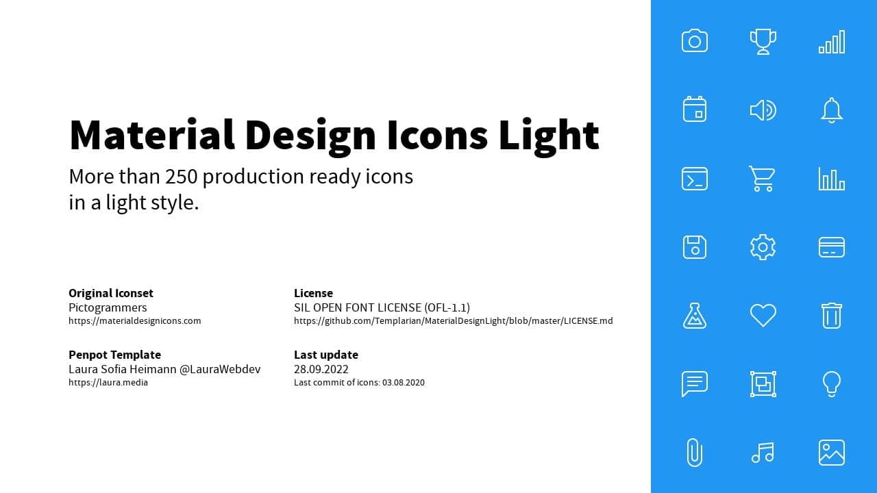 Material Design icons light preview