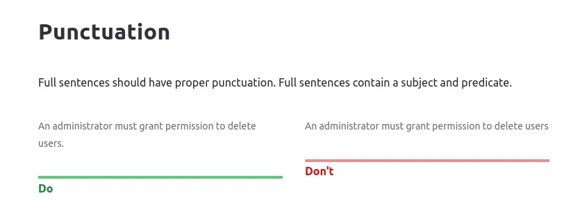 Example of Lexicon’s dos and don'ts for writing