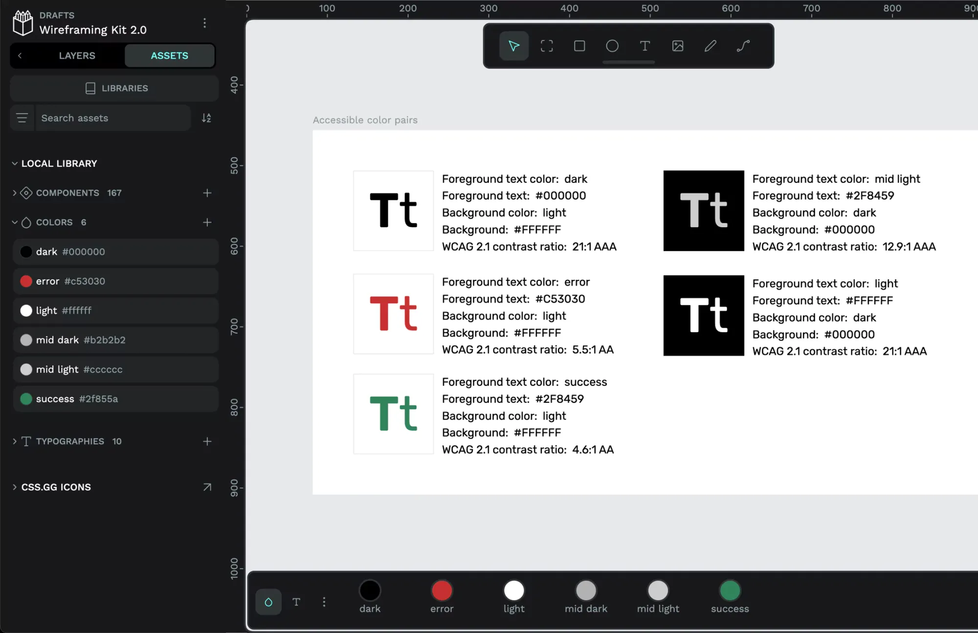 Accessible high-contrast color palette in Design System example