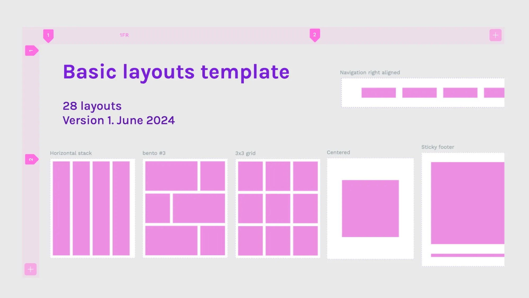 Basic layouts template: 28 layouts. Version 1. June 2024.