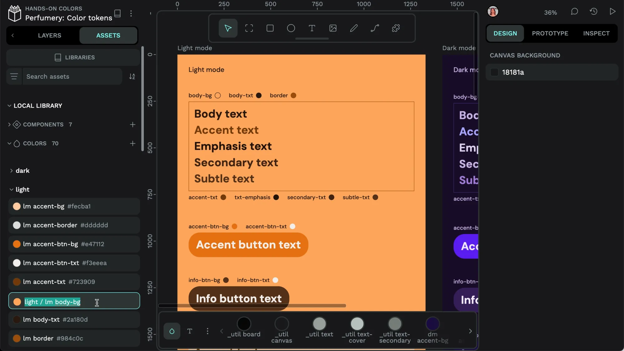 Naming a color in local library assets as light slash lm body-bg.