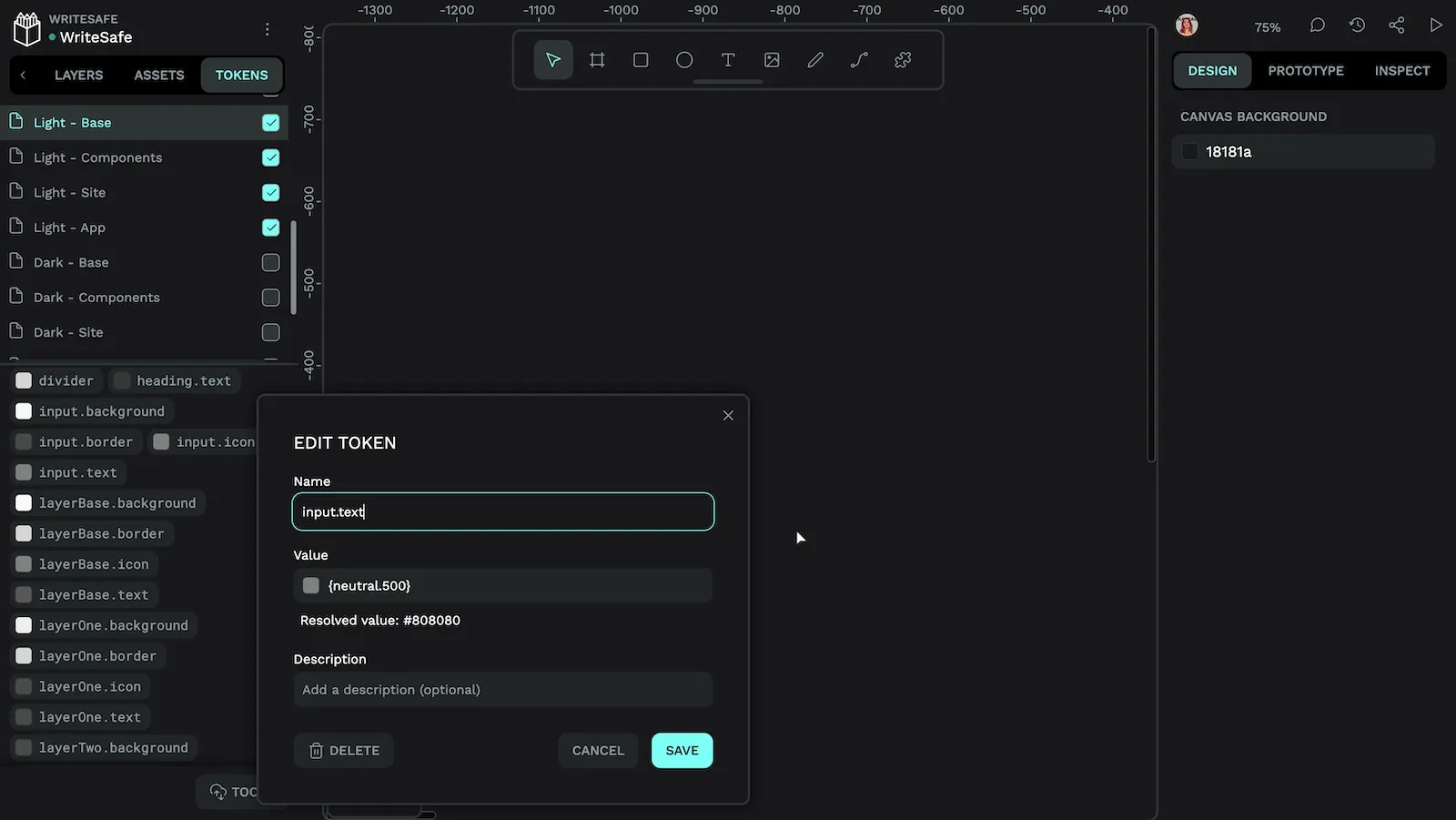 Naming a design token input -dot- text.