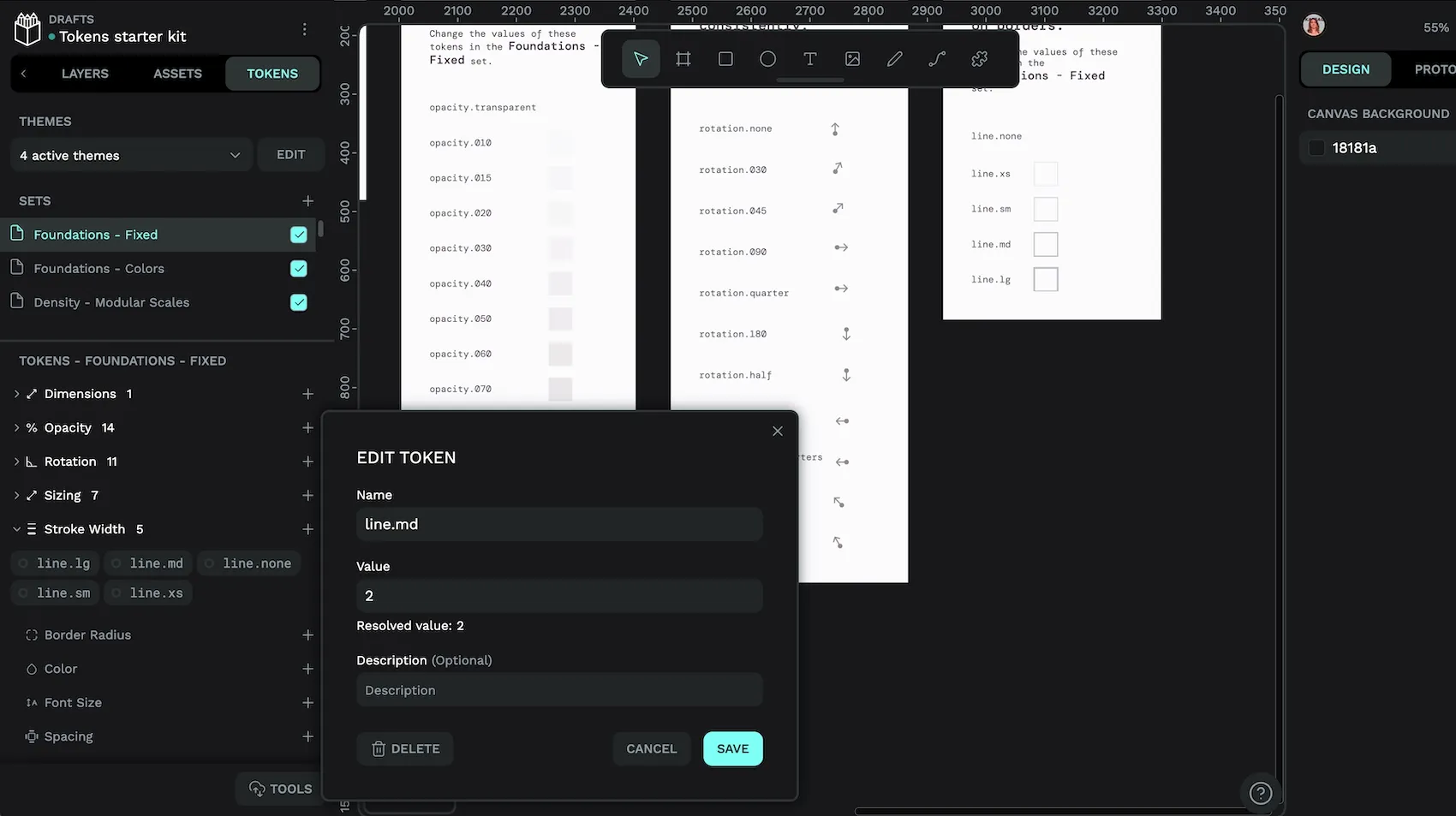 A line-dot-md design token with a value of 2.