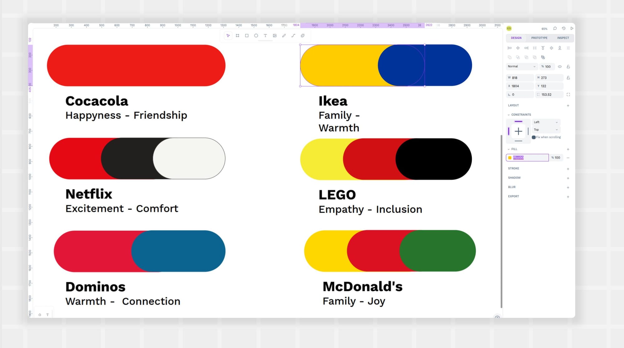 Color palettes for different brands and the emotions they evoke