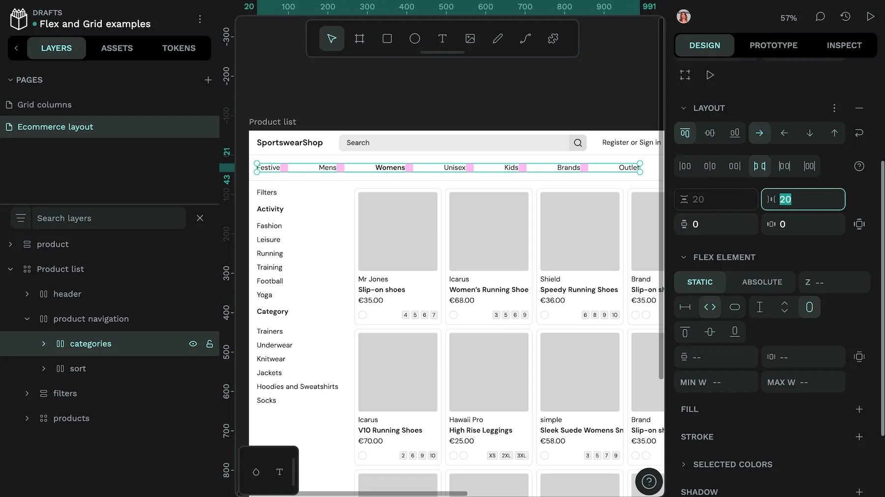 Each link is arranged in a row, with the available space equally distributed in between each link.