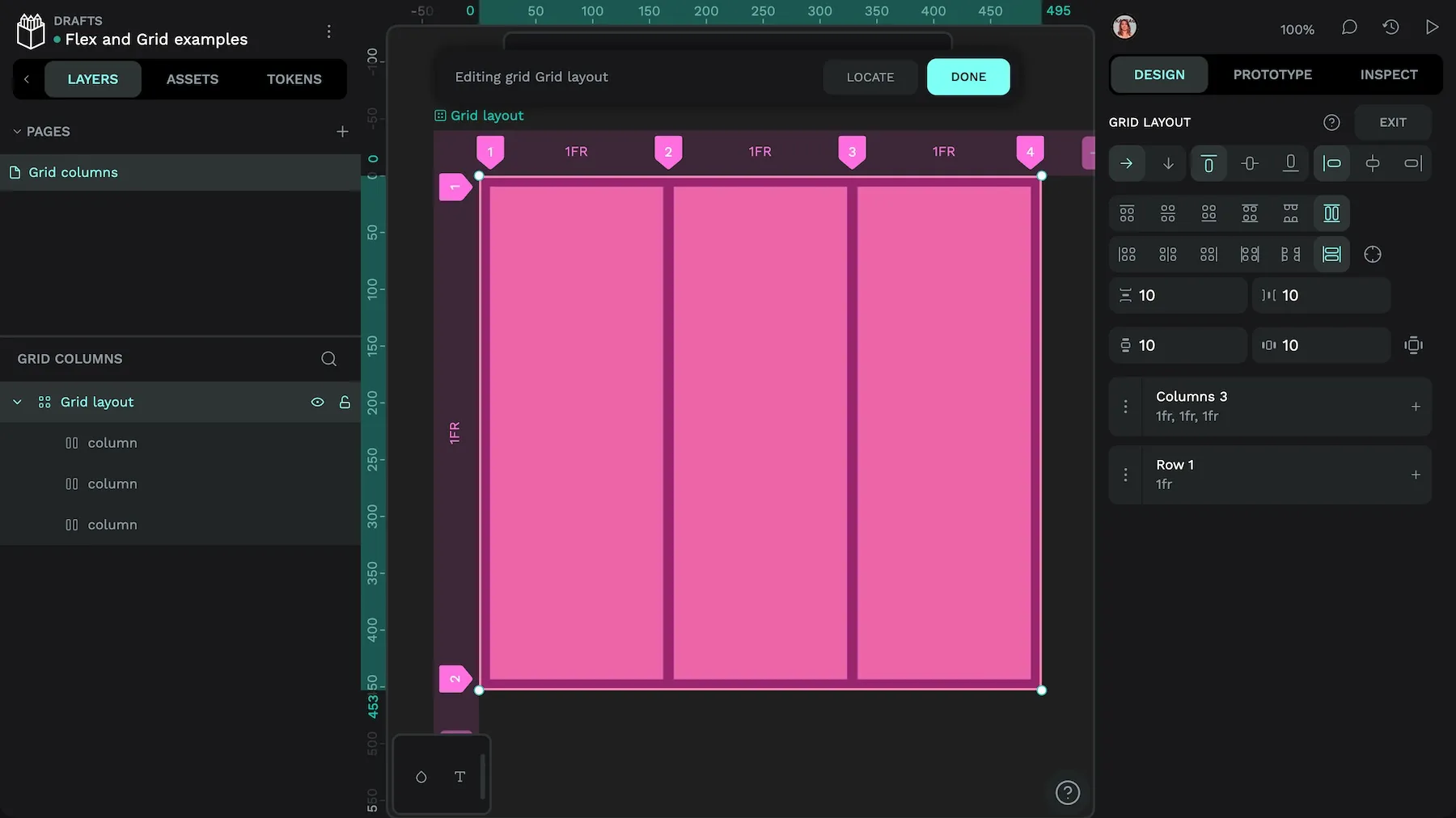 Each column fills an equal width of its container.