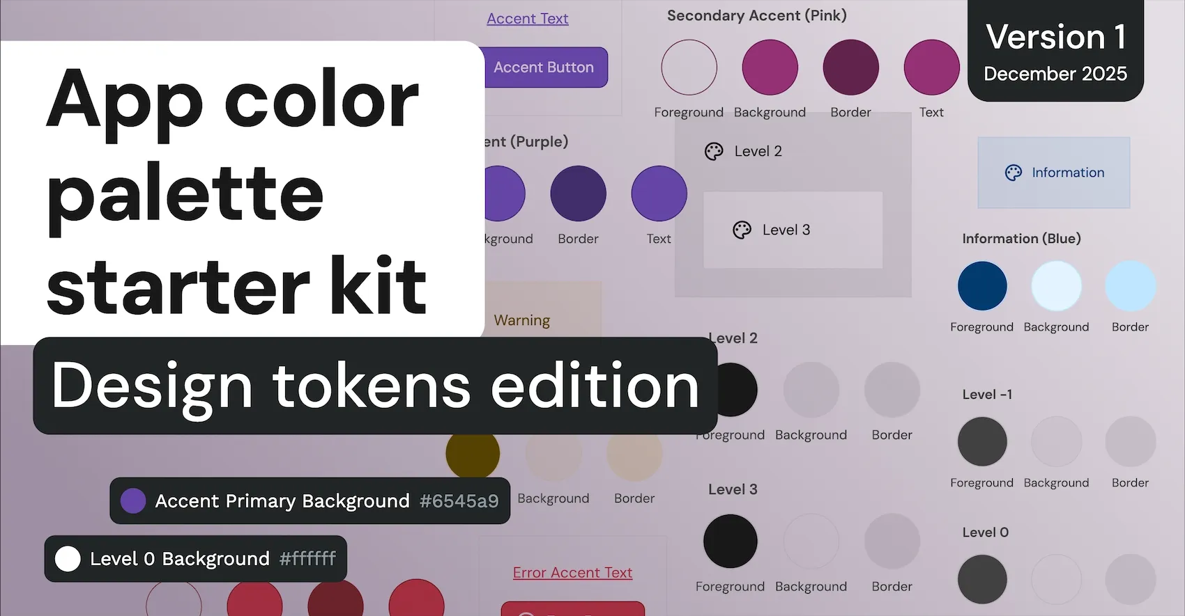 App color palette starter kit. Design tokens edition. Version 1, December 2025.