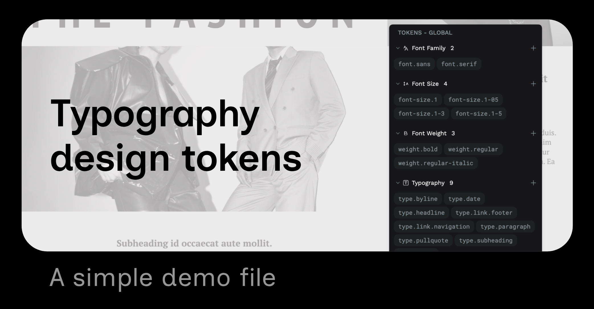 Typography design tokens: a simple demo file.