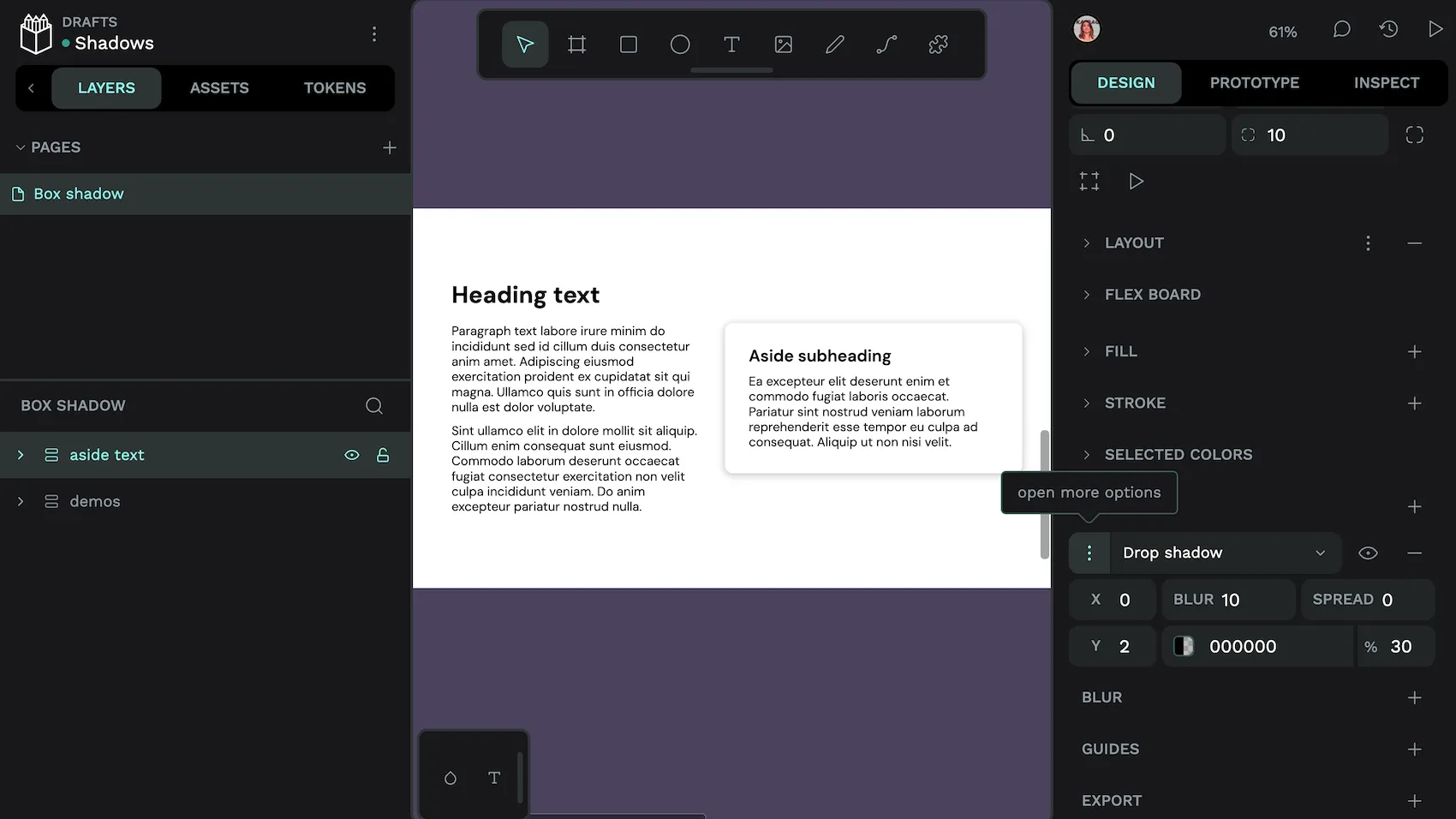 A soft drop shadow appearing on the outside of a white box on top of a white background.