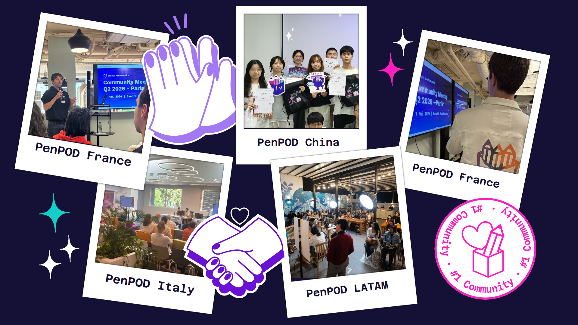 The image shows a collage of images from different Ambassadors events around the world
