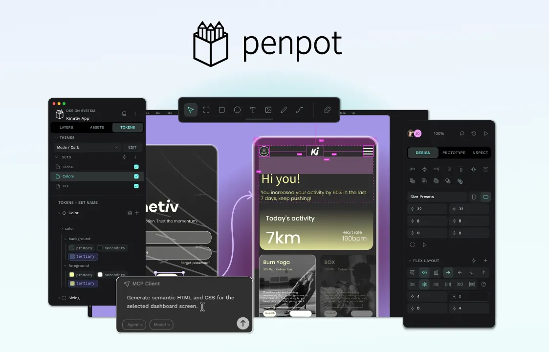 The image shows penpot logo and a penpot product image