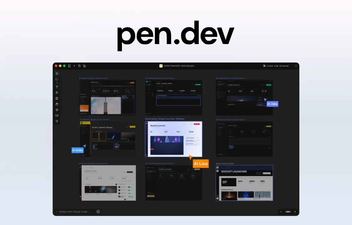 The image shows pen.dev logo and a pen.dev product image