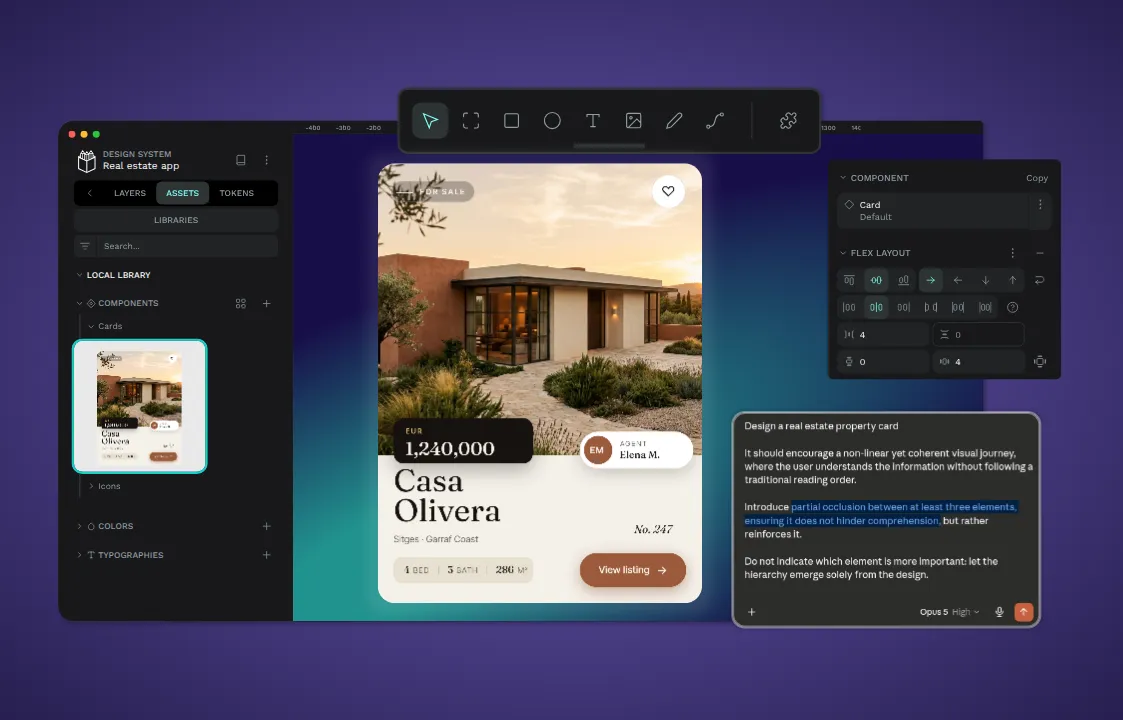 The image shows a penpot Ai workflow product image