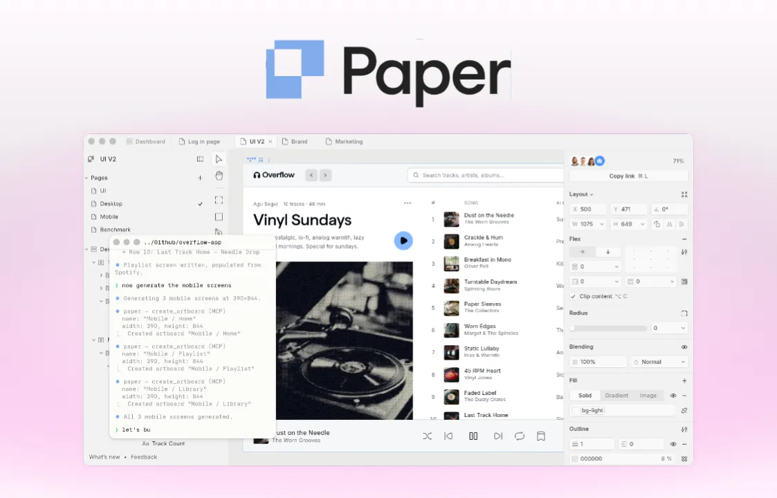 The image shows Framer logo and a Paper product image