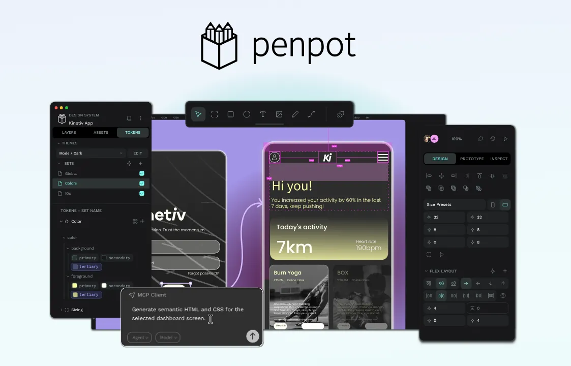 The image shows penpot logo and a penpot product image