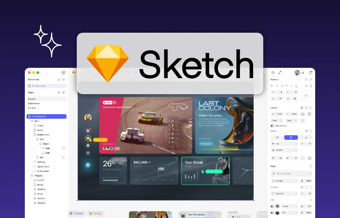 The image shows "Sketch app" logo on a paper app product image