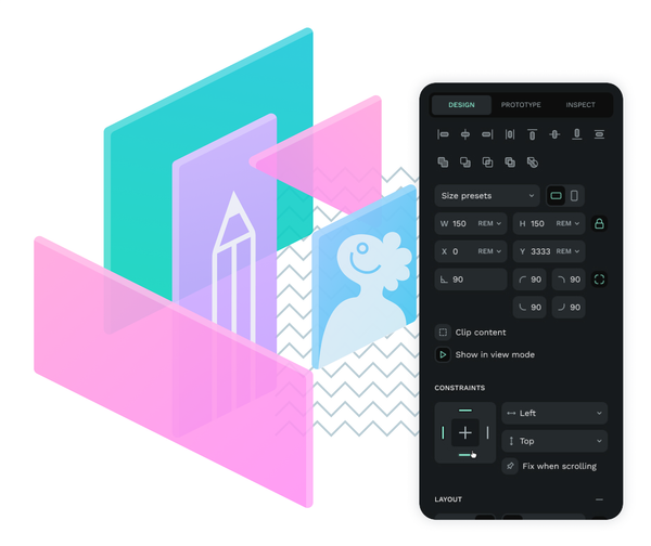 Penpot design tool - UI detail of workspace panel