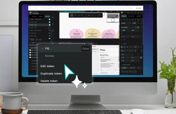 Applying a design token as the fill color in Penpot.