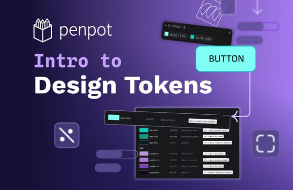 Intro to Design Tokens featuring colors used for a button in Penpot.