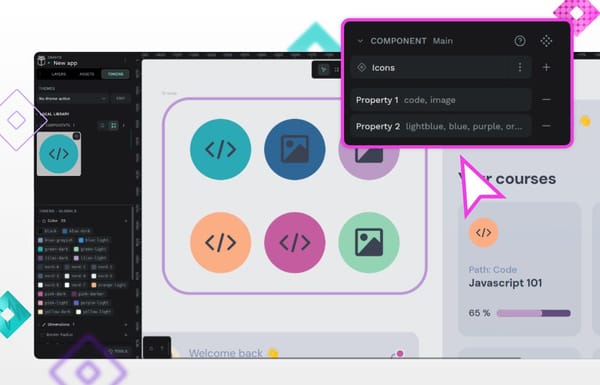 Using componentvariants for image and color in icons.