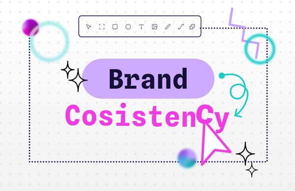 Title " brand identity" written in the middle of the image surrounded by a cursor and an idea of Penpot UI