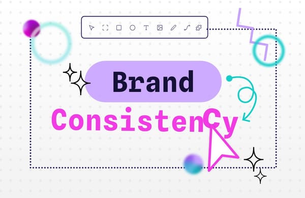 the image shows the title "Brand consistency" inside of a stylized penpot ui